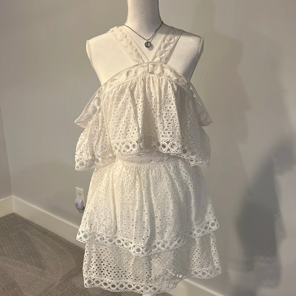 Aqua white dress